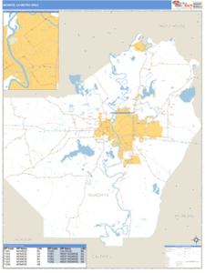 Monroe, Louisiana Metro Area Wall Map