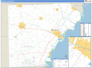 Monroe County, Michigan Zip Code Wall Map