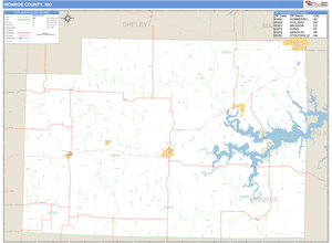 Monroe County, Missouri Zip Code Wall Map