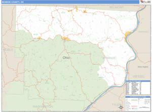 Monroe County, Ohio Zip Code Wall Map