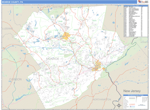 Monroe County, Pennsylvania Zip Code Wall Map
