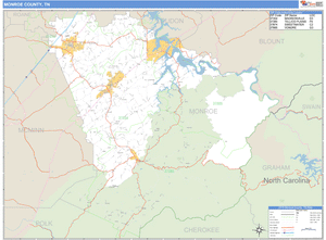 Monroe County, Tennessee Zip Code Wall Map