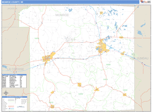Monroe County, Wisconsin Zip Code Wall Map