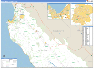 Monterey County, California Zip Code Wall Map