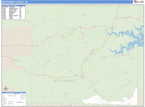 Montgomery County, Arkansas Zip Code Wall Map
