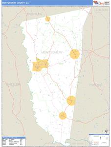 Montgomery County, Georgia Zip Code Wall Map