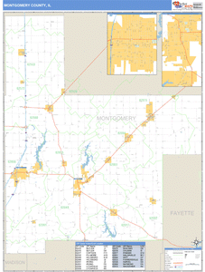 Montgomery County, Illinois Zip Code Wall Map