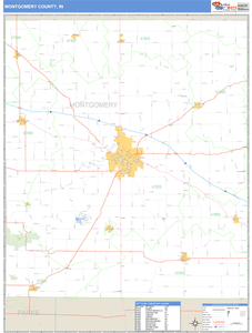Montgomery County, Indiana Zip Code Wall Map