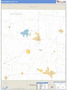Montgomery County, Kansas Zip Code Wall Map