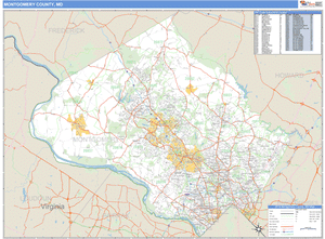 Montgomery County, Maryland Zip Code Wall Map