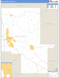 Montgomery County, Mississippi Zip Code Wall Map