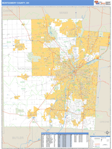 Montgomery County, Ohio Zip Code Wall Map