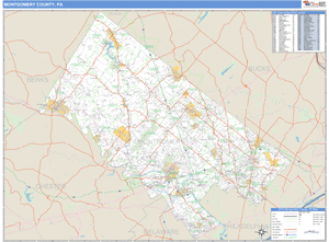 Montgomery County, Pennsylvania Zip Code Wall Map