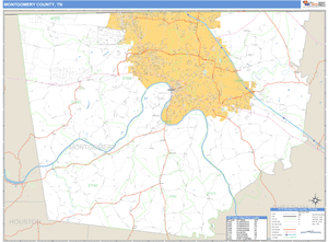Montgomery County, Tennessee Zip Code Wall Map