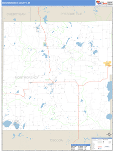 Montmorency County, Michigan Zip Code Wall Map