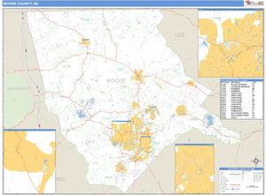 Moore County, North Carolina Zip Code Wall Map