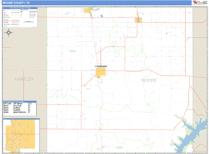 Moore County, Texas Zip Code Wall Map