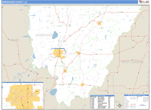 Morehouse County, Louisiana Zip Code Wall Map