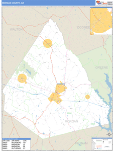 Morgan County, Georgia Zip Code Wall Map
