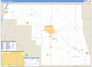 Morgan County, Illinois Zip Code Wall Map