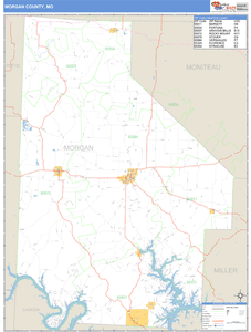 Morgan County, Missouri Zip Code Wall Map