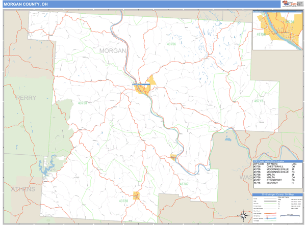 Morgan County, Ohio Zip Code Wall Map Market Maps (IDI)