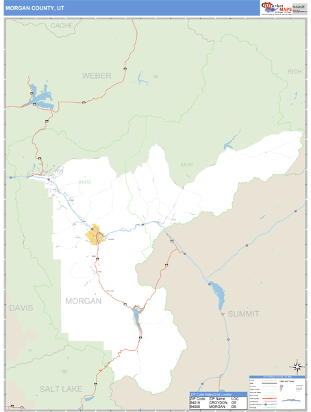 Morgan County, Utah Zip Code Wall Map Market Maps (IDI)
