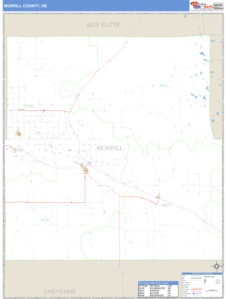 Morrill County, Nebraska Zip Code Wall Map Market Maps (IDI)