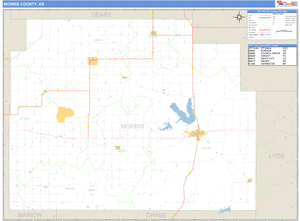 Morris County, Kansas Zip Code Wall Map