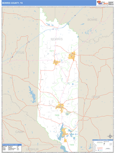 Morris County, Texas Zip Code Wall Map