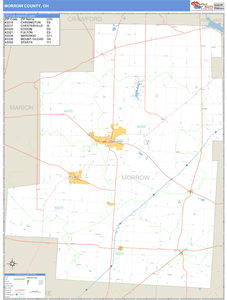 Morrow County, Ohio Zip Code Wall Map