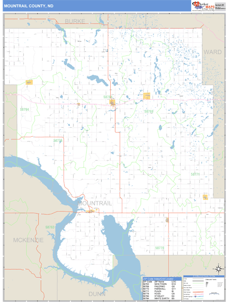 Mountrail County, North Dakota Zip Code Wall Map Market Maps (IDI)