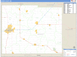 Mower County, Minnesota Zip Code Wall Map