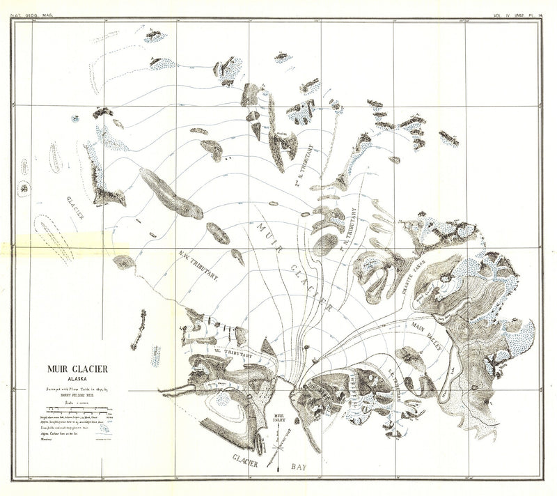 Muir Glacier, Alaska Map 1892 Maps.com
