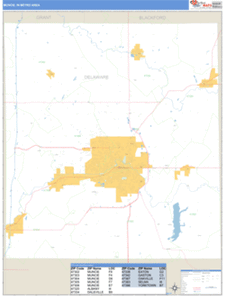 Muncie, Indiana Metro Area Wall Map