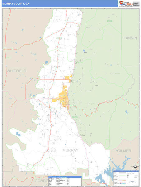 Murray County, Georgia Zip Code Wall Map | Map Geek.com