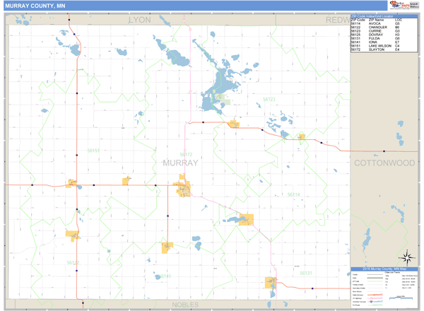 Murray County, Minnesota Zip Code Wall Map | Map Geek.com