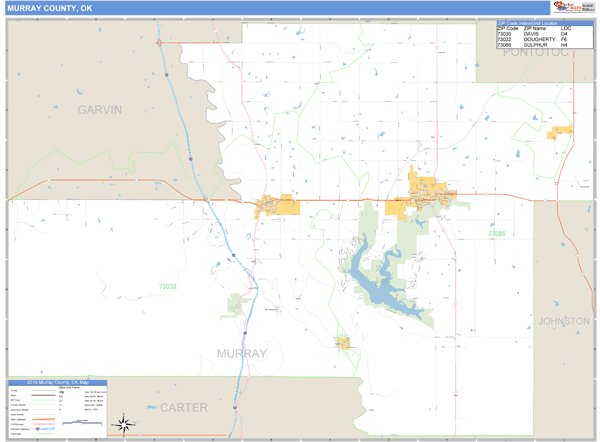 Murray County, Oklahoma Zip Code Wall Map | Map Geek.com