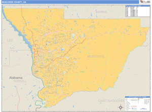 Muscogee County, Georgia Zip Code Wall Map