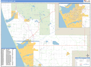 Muskegon County, Michigan Zip Code Wall Map
