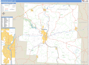 Muskingum County, Ohio Zip Code Wall Map