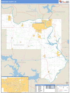Muskogee County, Oklahoma Zip Code Wall Map