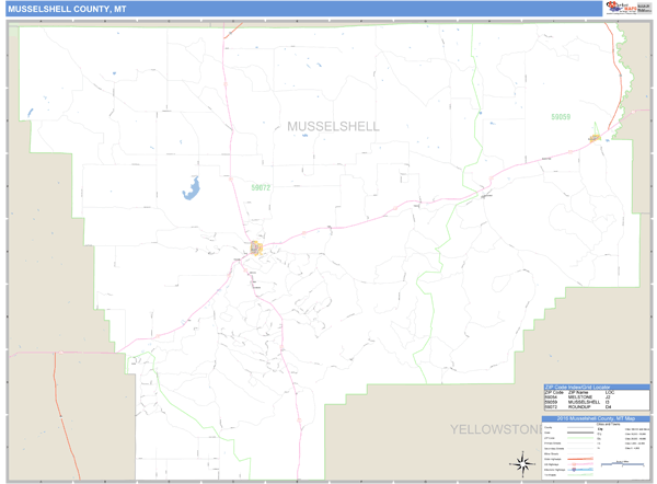 Musselshell County, Montana Zip Code Wall Map Market Maps (IDI)