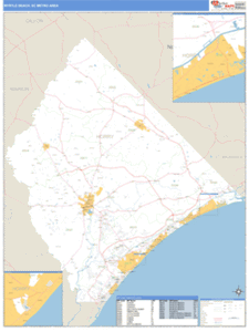 Myrtle Beach, South Carolina Metro Area Wall Map