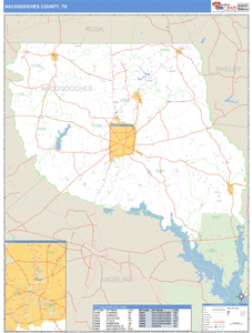 Nacogdoches County, Texas Zip Code Wall Map