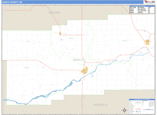 Nance County, Nebraska Zip Code Wall Map Market Maps (IDI)