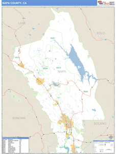 Napa County, California Zip Code Wall Map