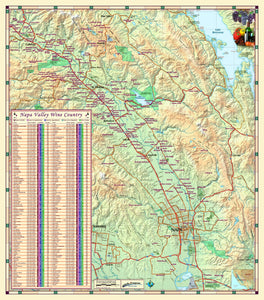 Napa Valley Wine Country Wall Map