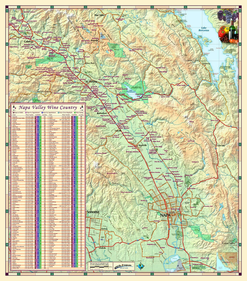 Napa Valley Wine Country Wall Map Maps.com
