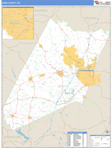 Nash County, North Carolina Zip Code Wall Map